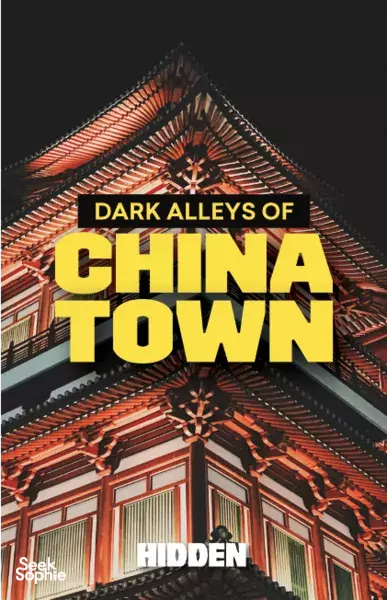 Dark Alleys of Chinatown title graphic over a lit Chinese shopfront for team exploration in Singapore — team building Singapore