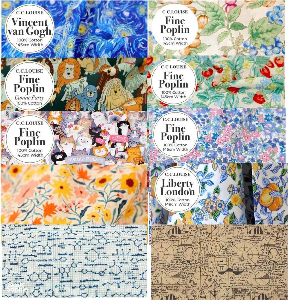 Assorted cotton fabric swatches for reusable food wraps, including Liberty London and Fine Poplin prints, Agrihome workshops in Singapore