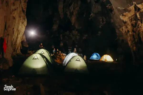 Camping inside Ruc Mon Cave