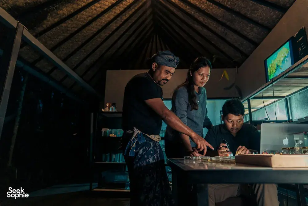 Wayan and his team of scientists who are trying to save the fireflies.