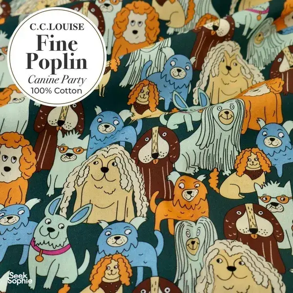 Animal-pattern poplin cotton fabric labelled 'C.C.Louise Fine Poplin 100% Cotton' for wraps in Singapore during workshops in Singapore