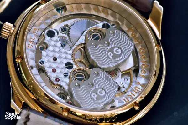 Decorative mechanical watch movement in a case back during DIY assembly in Singapore—watchmaking workshops in Singapore