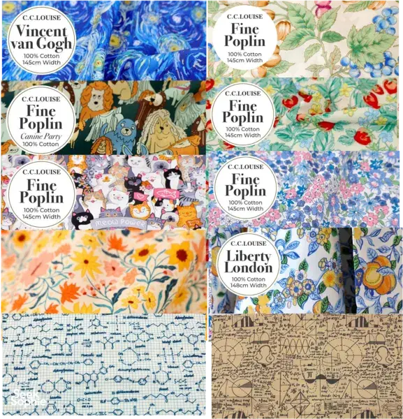Assorted cotton fabric swatches for reusable food wraps, including Liberty London and Fine Poplin prints, Agrihome workshops in Singapore