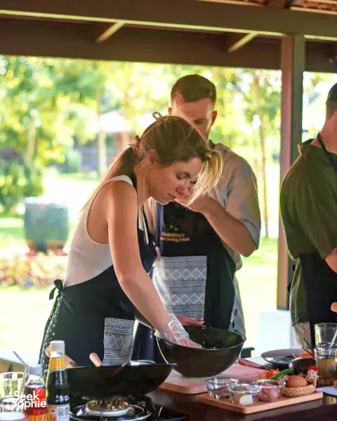 Thai Granny Cooking at a Peaceful Farm Retreat