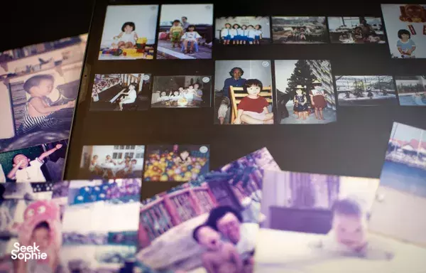 Printed photo memories arranged in a collage grid for a personalised soundtrack session with SmallGiant Music workshops in Singapore