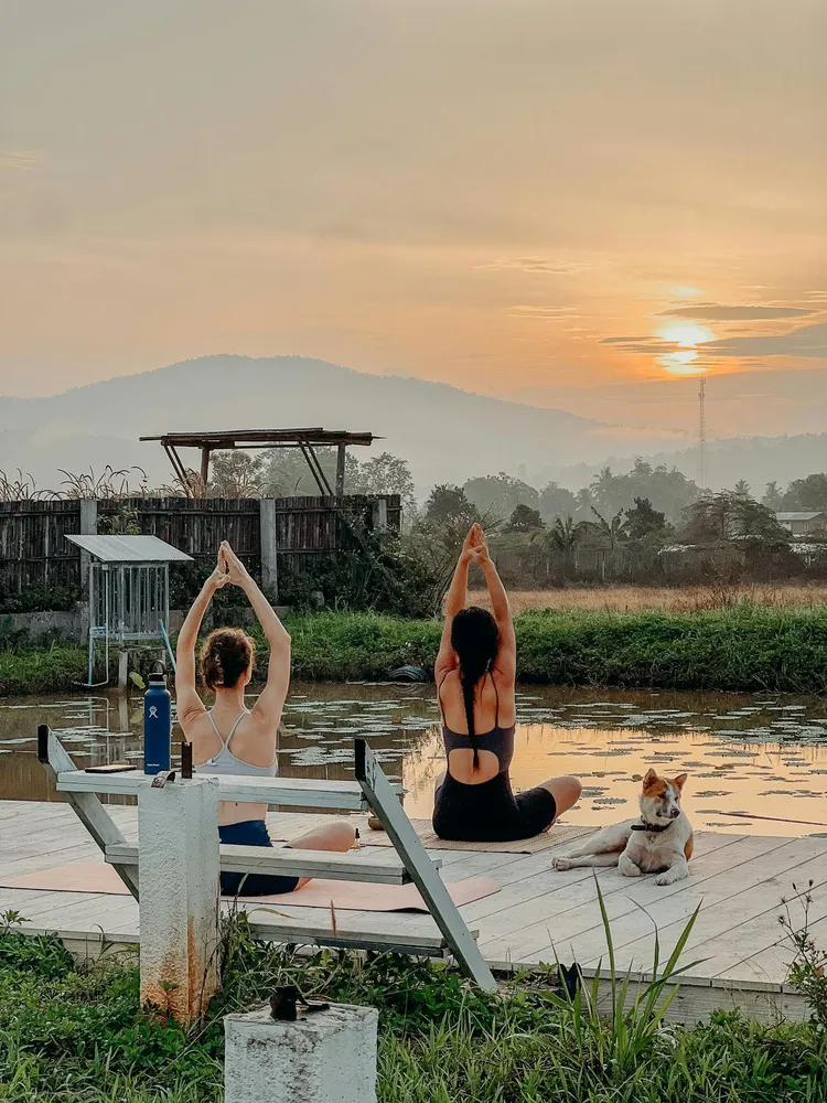 Wake up and stretch to mountain views