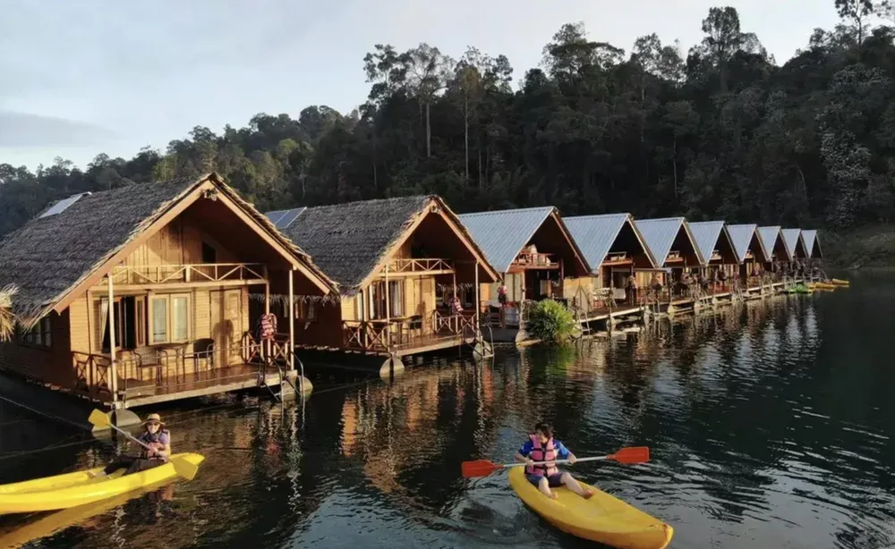 These rustic wooden bungalows are what Cheow Lan Lake are famous for!