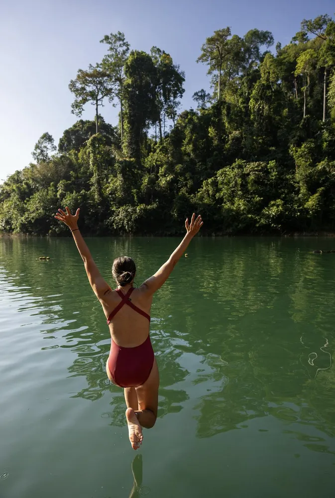 We loved being able to jump in the water right from our floating bungalow!