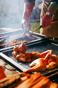 Grilled chicken over a camp barbecue during a 2D2N Tibetan mountain valley stay with Caravan Treks by Ferme Liotard in Shangri-La